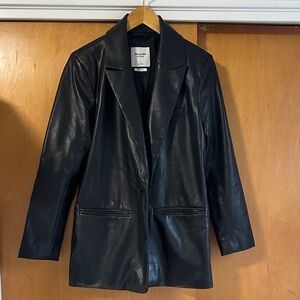 Abercrombie & Fitch Black Vegan Leather Blazer